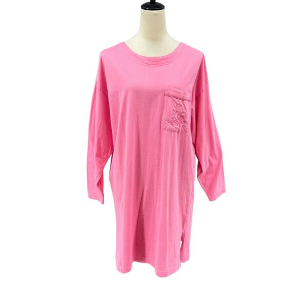Vintage Victoria’s Secret Gold Label Barbie Pink 100% Cotton Sleepshirt Pajama - Picture 1 of 12